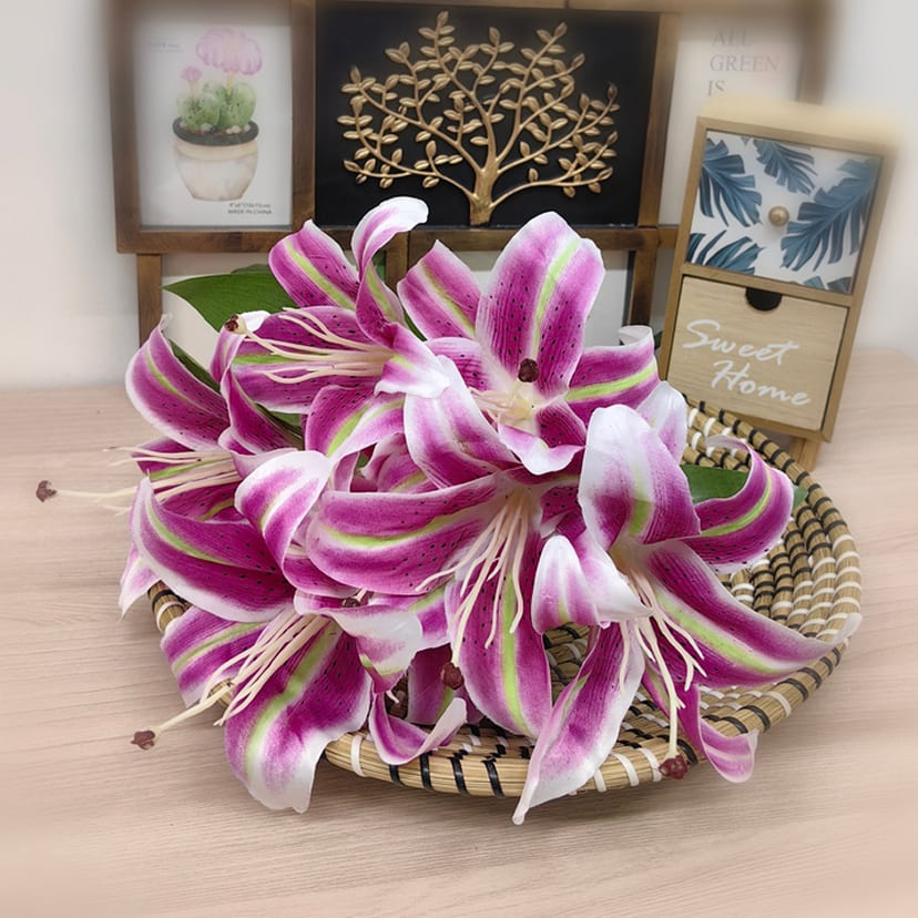Искусственные цветы в Нефтегорске | Цветы искусственные «Лилии крупные», розово-сиреневые, букет