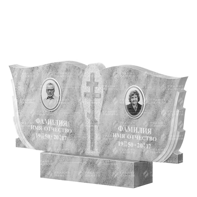 Памятники из мрамора в&nbsp;Нефтегорске | Двойной мраморный памятник ФМ-136