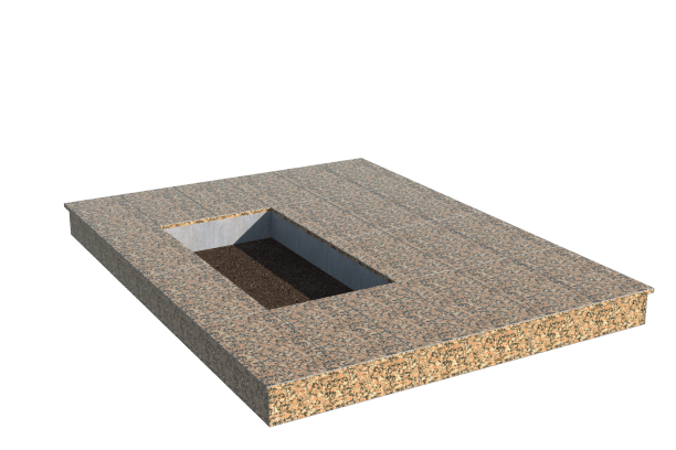 Площадки на могилу в&nbsp;Нефтегорске | Площадка с вертикальной (15 см) облицовкой Южно-султаевским гранитом (под цветник)