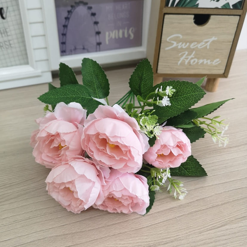 Искусственные цветы в Нефтегорске | Цветы искусственные «Минипиончики с гипсофилой», нежно-розовые, букет