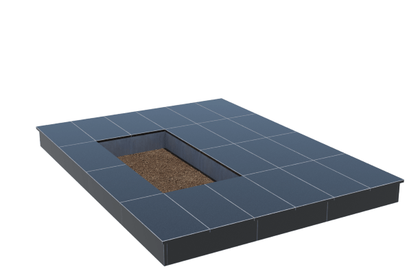 Площадки на могилу в&nbsp;Нефтегорске | Площадка с вертикальной (15 см) облицовкой гранитом Габбро (под цветник)