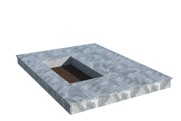 Площадки на могилу в&nbsp;Нефтегорске | Площадка с вертикальной (15 см) мраморной облицовкой (под цветник)