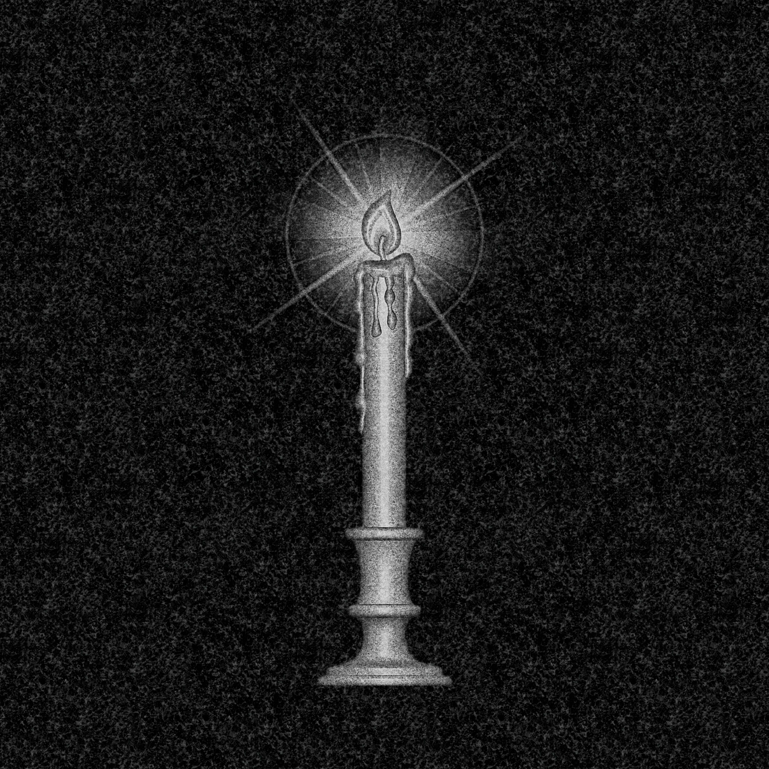 Свечи | Рисунок горящая свеча в простом подсвечнике, СВ-006