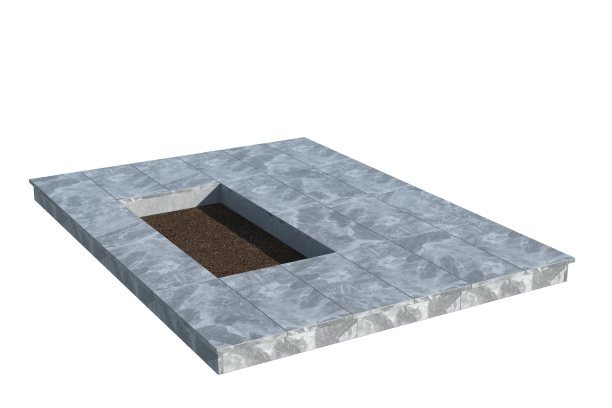 Площадки на могилу в&nbsp;Нефтегорске | Площадка с вертикальной (10 см) мраморной облицовкой (под цветник)