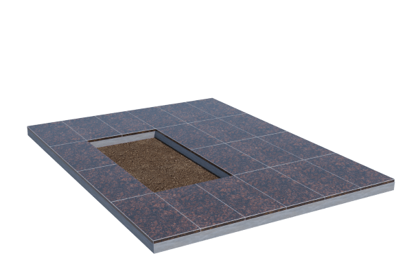 Площадки на могилу в&nbsp;Нефтегорске | Площадка с облицовкой Дымовским гранитом (под цветник)